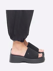 River Island Black Knitted Mule Flatform Sandals - Image 1 of 6