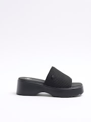 River Island Black Knitted Mule Flatform Sandals - Image 2 of 6