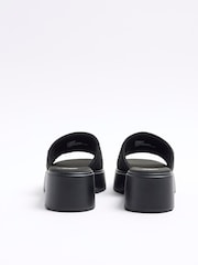 River Island Black Knitted Mule Flatform Sandals - Image 4 of 6