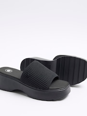 River Island Black Knitted Mule Flatform Sandals - Image 5 of 6