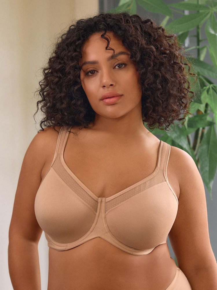 Praline Nude F-K Ultimate Support Cotton Minimiser Padded Strap Bra - Image 1 of 9