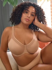 Praline Nude F-K Ultimate Support Cotton Minimiser Padded Strap Bra - Image 2 of 9