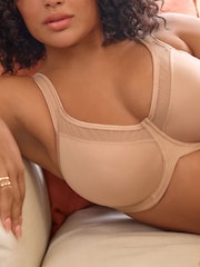 Praline Nude F-K Ultimate Support Cotton Minimiser Padded Strap Bra - Image 4 of 9