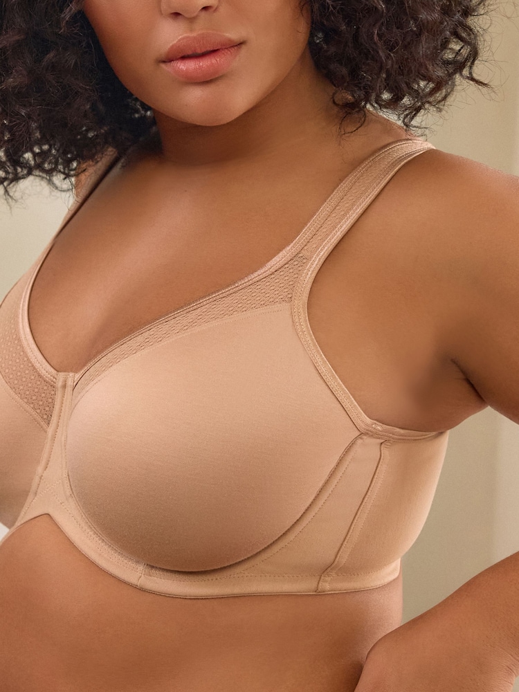 Praline Nude F-K Ultimate Support Cotton Minimiser Padded Strap Bra - Image 5 of 9