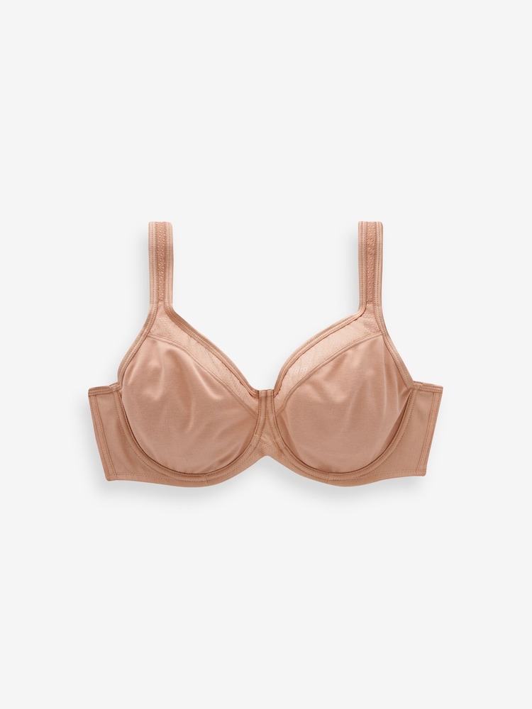 Praline Nude F-K Ultimate Support Cotton Minimiser Padded Strap Bra - Image 6 of 9