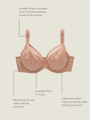 Praline Nude F-K Ultimate Support Cotton Minimiser Padded Strap Bra - Image 8 of 9