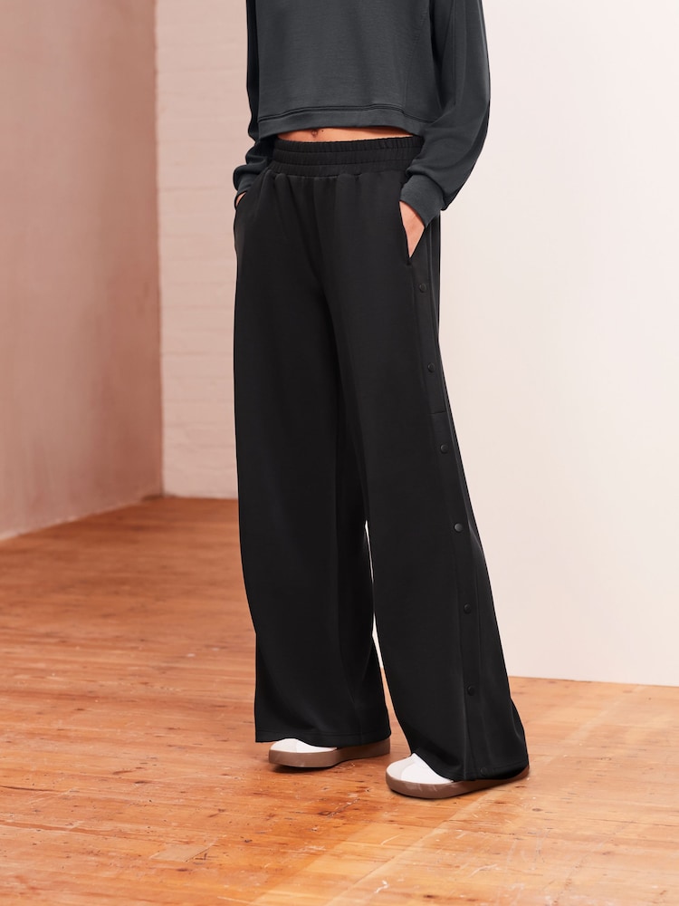 Charcoal Grey Soft Jersey Popper Side Trousers - Image 1 of 7