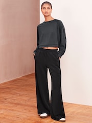 Charcoal Grey Soft Jersey Popper Side Trousers - Image 2 of 7