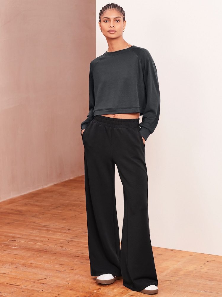 Charcoal Grey Soft Jersey Popper Side Trousers - Image 2 of 7