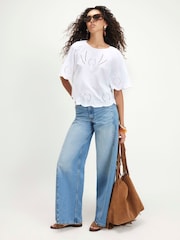 River Island White Embroidered Flirty T-Shirt - Image 3 of 4