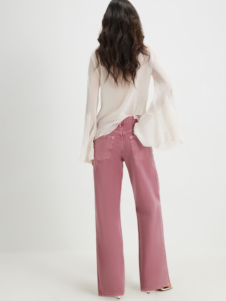 River Island Pink Relaxed Straight Jeans - Image 2 of 4 River Island Pink Relaxed Straight Jeans - Image 2 of 4