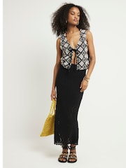 River Island Black Crochet Waistcoat - Image 1 of 4