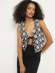 River Island Black Crochet Waistcoat - Image 2 of 4