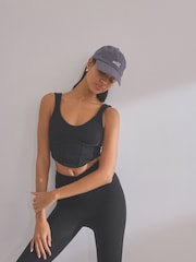 self. Black Scoop Neck Ribbed Jersey Corset Top - Image 5 of 9