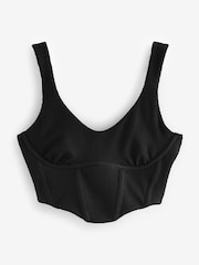self. Black Scoop Neck Ribbed Jersey Corset Top - Image 8 of 9