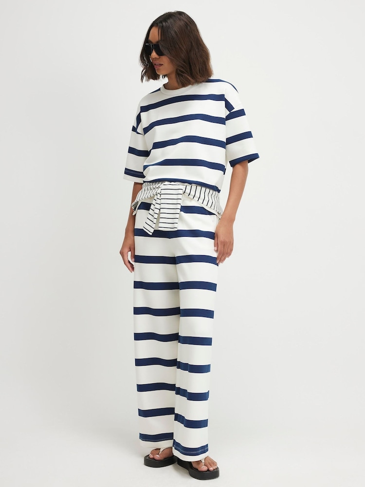 River Island Cream Premium Stripped Boxy T-Shit - Image 3 of 3