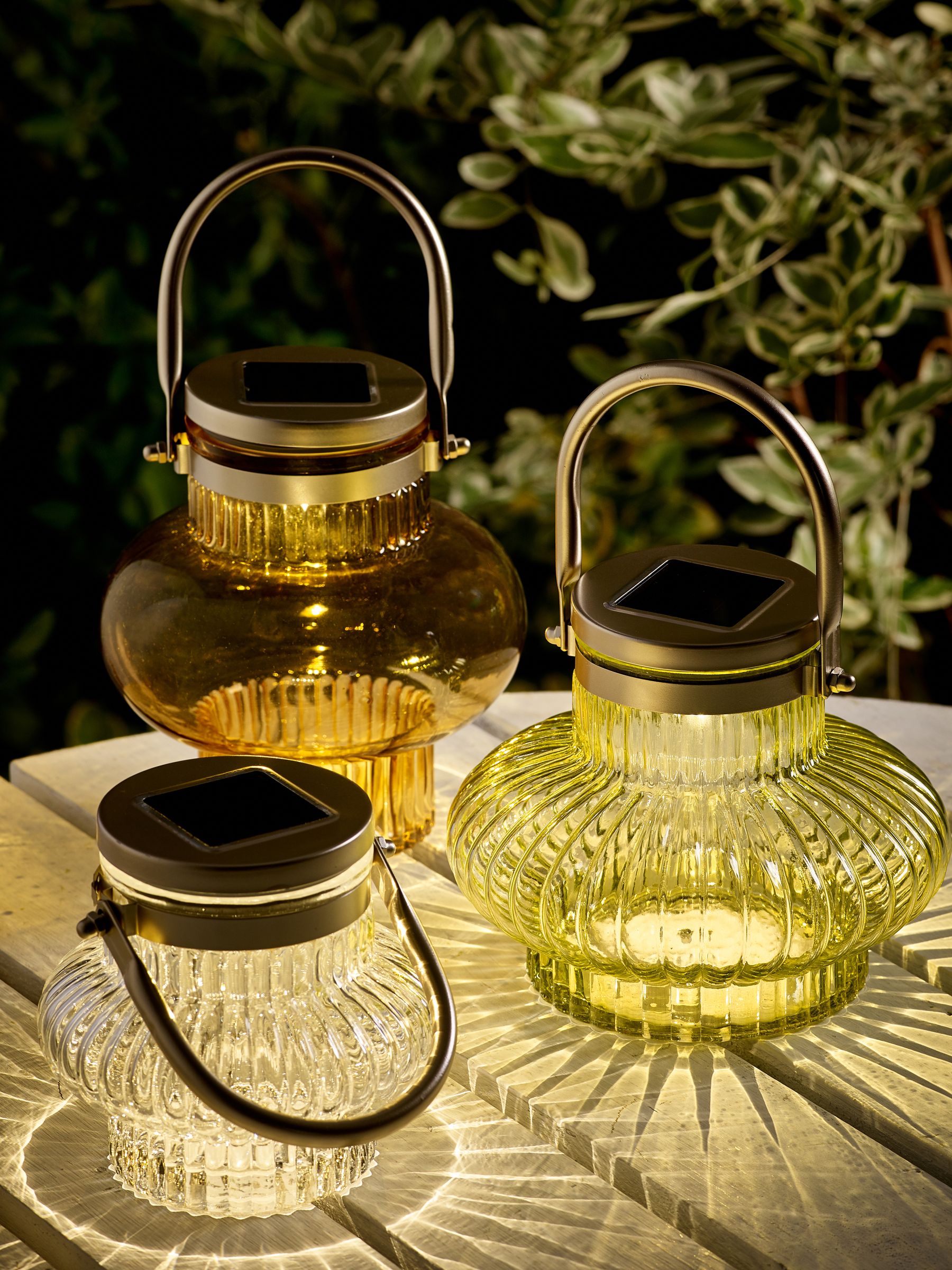 Buy Multi Solar Glass Outdoor Light Up Lanterns Set of 3 from the Next UK online shop