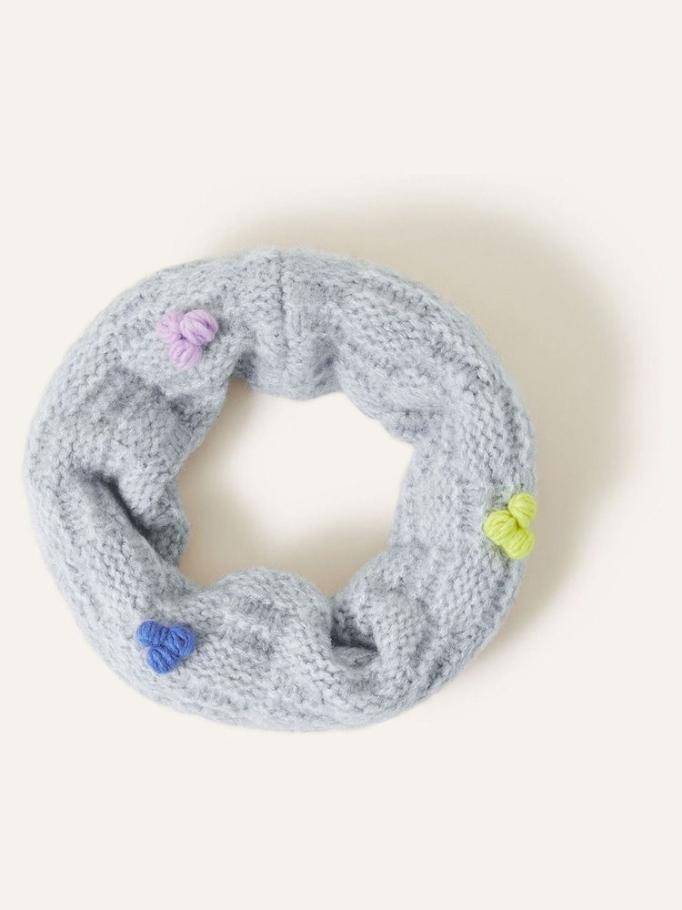Angels By Accessorize Grey Girls Pom Pom Snood - Image 1 of 2 Angels By Accessorize Grey Girls Pom Pom Snood - Image 1 of 2