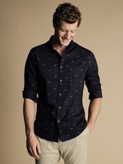Charles Tyrwhitt Blue Dog Non Iron Print Slim Fit 100% Cotton Shirt - Image 1 of 5