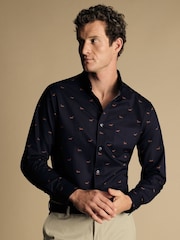Charles Tyrwhitt Blue Dog Non Iron Print Slim Fit 100% Cotton Shirt - Image 2 of 5