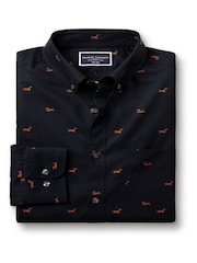 Charles Tyrwhitt Blue Dog Non Iron Print Slim Fit 100% Cotton Shirt - Image 5 of 5