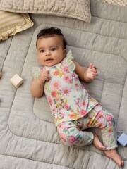 Sage Green Floral Baby Short Sleeve Top And Leggings Set - Image 1 of 11