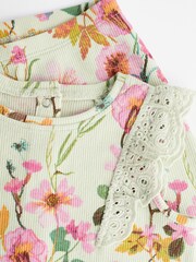Sage Green Floral Baby Short Sleeve Top And Leggings Set - Image 11 of 11