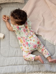 Sage Green Floral Baby Short Sleeve Top And Leggings Set - Image 2 of 11