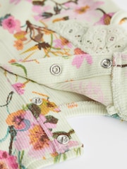 Sage Green Floral Baby Short Sleeve Top And Leggings Set - Image 7 of 11