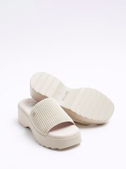 River Island Beige Knitted Mule Flatform Sandals - Image 3 of 4