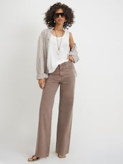 River Island Brown Relaxed Straight Jeans - Image 1 of 4