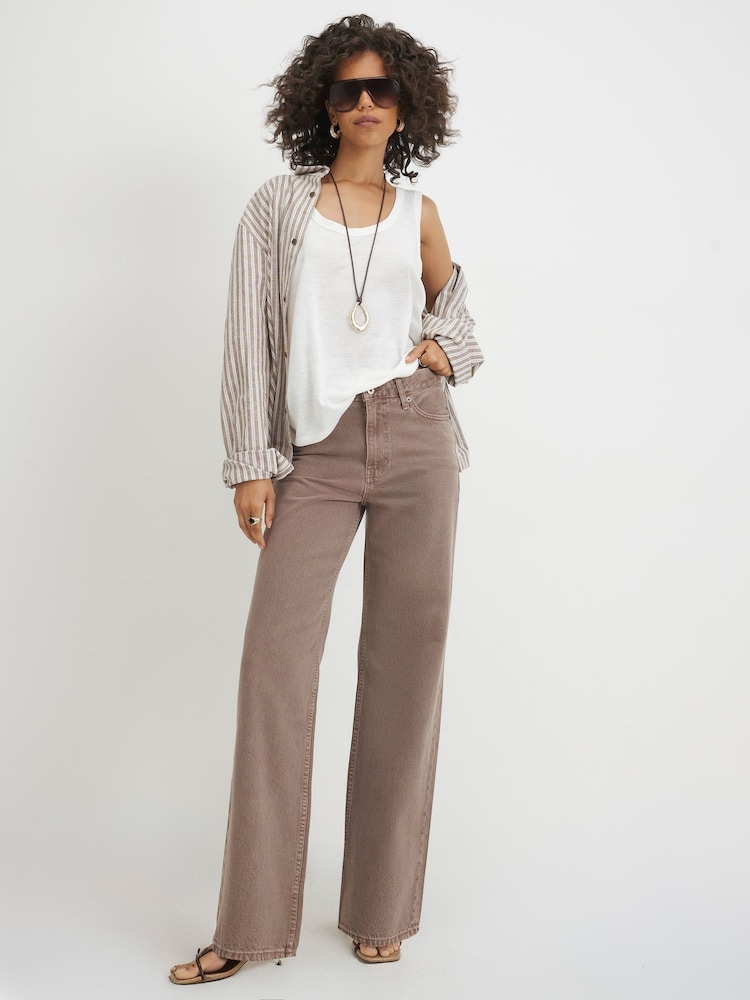 River Island Brown Relaxed Straight Jeans - Image 1 of 4