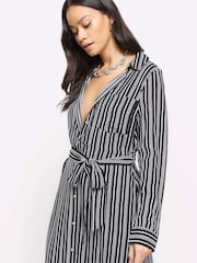 River Island Black Stripe Shirt Midi Dress - Image 3 of 4