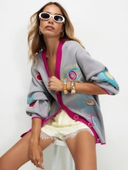 River Island Long Sleeve Embroidered Motif Cardigan - სურათი 3 4-დან