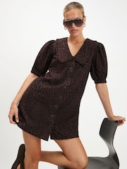 River Island Brown Leopard Collared Shirt Dress - Image 2 of 4