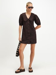 River Island Brown Leopard Collared Shirt Dress - Image 3 of 4