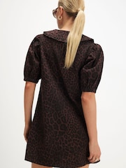 River Island Brown Leopard Collared Shirt Dress - Image 4 of 4