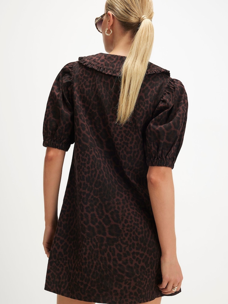 River Island Brown Leopard Collared Shirt Dress - Image 4 of 4
