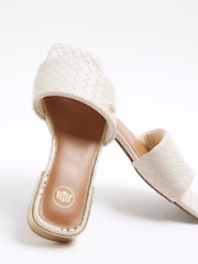 River Island Cream Wide Fit Woven Mule Flat Sandals - Image 5 of 6