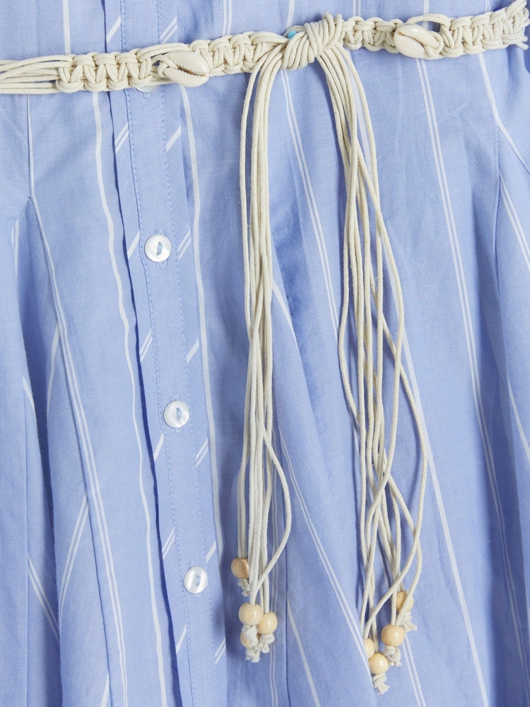 River Island Blue Stripe Belted Mini Shirt Dress - Image 4 of 4 River Island Blue Stripe Belted Mini Shirt Dress - Image 4 of 4