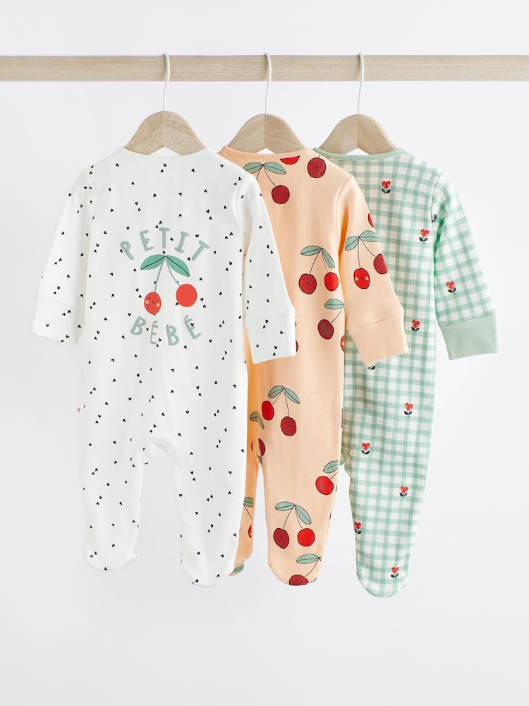 Bela tla - Baby Two Way Zip 100% Cotton Sleepsuits 3 Pack (0mths-2yrs) - Slika 2 iz 9