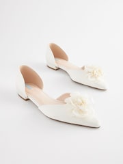 White Forever Comfort® Wedding Corsage Point Toe Bridal Shoes - Image 4 of 8