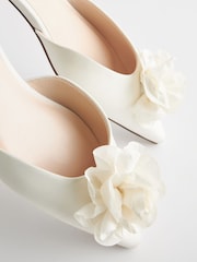 White Forever Comfort® Wedding Corsage Point Toe Bridal Shoes - Image 7 of 8