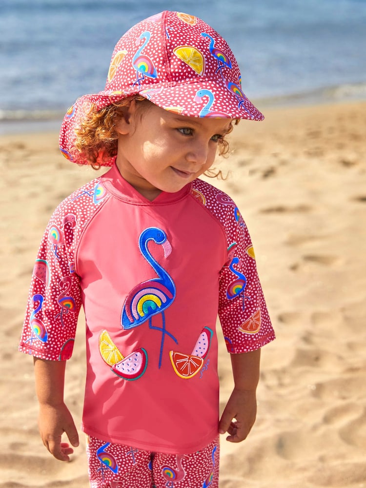 JoJo Maman Bébé Pink Flamingo UPF 50 Sun Protection Hat - Image 1 of 4