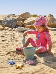 JoJo Maman Bébé Pink Flamingo UPF 50 Sun Protection Hat - Image 2 of 4