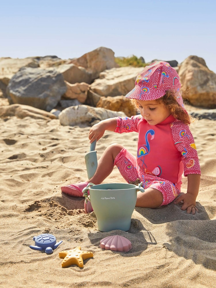 JoJo Maman Bébé Pink Flamingo UPF 50 Sun Protection Hat - Image 2 of 4