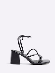 River Island Black Clipped Tubular Heeled Sandals - Image 1 of 4