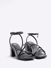 River Island Black Clipped Tubular Heeled Sandals - Image 2 of 4