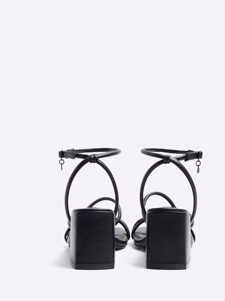 River Island Black Clipped Tubular Heeled Sandals - Image 3 of 4