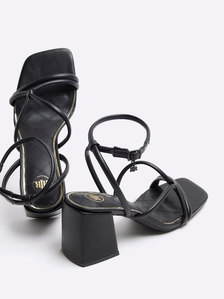 River Island Black Clipped Tubular Heeled Sandals - Image 4 of 4 River Island Black Clipped Tubular Heeled Sandals - Image 4 of 4